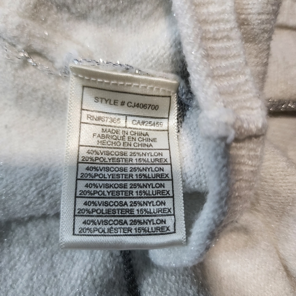 Cupcakes & Cashmere Striped Crop Turtleneck Sweater White Grey Size Large - Picture 5 of 5